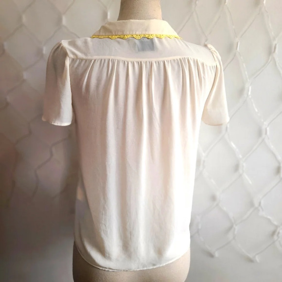 - Asos Blouse / Textured Embroidery / Ecru & Yellow / Size 2 - Picture 7 of 10
